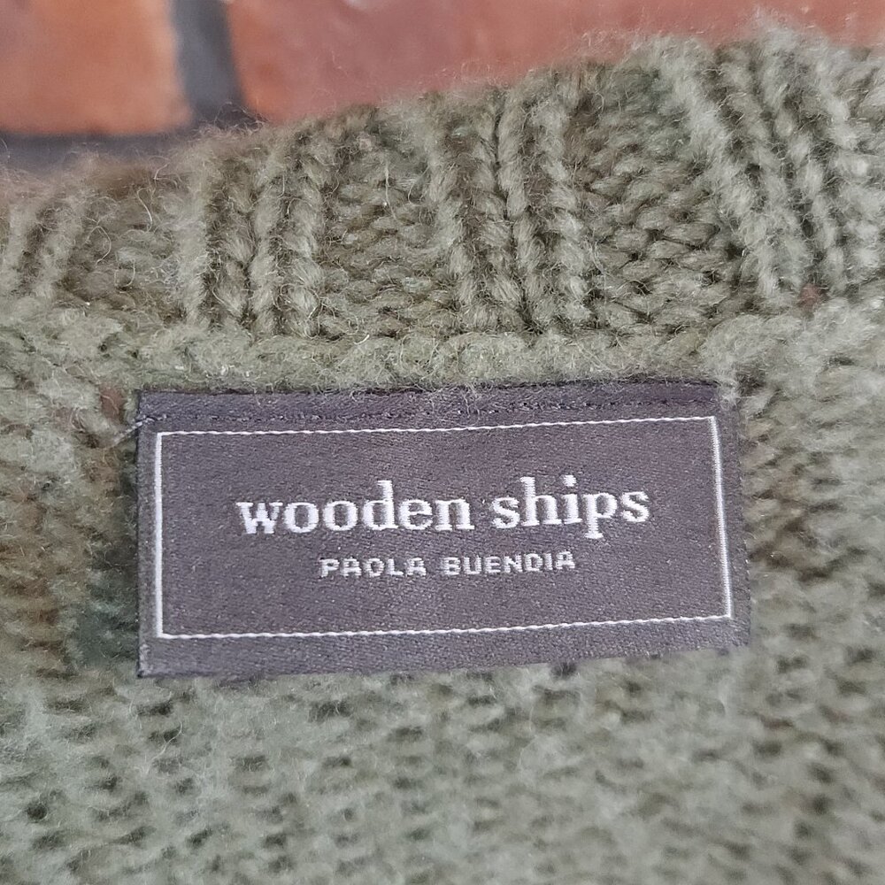 Wooden Ships Chunky Knit Peace Love Crewneck Mohair Blend Sweater Women's XS - Picture 8 of 8